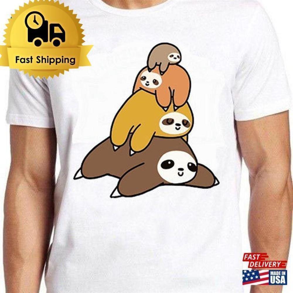 Sloth Stack Meme Retro Cute Funny Graphic Unisex Chill Vibes T-Shirt